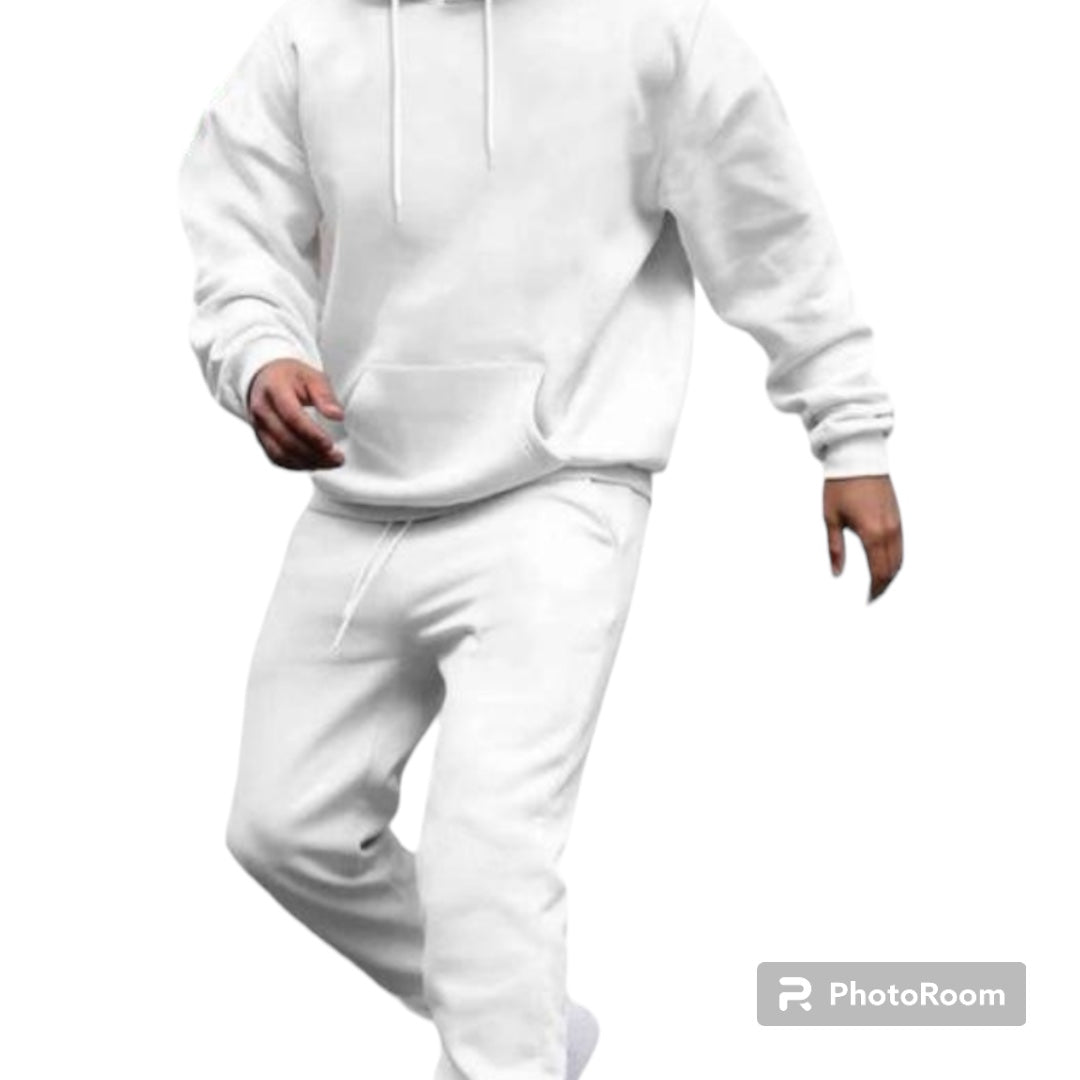 Winter Long Sleeves New Unisex Tracksuit Hoodies Casual Solid Color Thick Pullover and Long Pant 2-piece Set