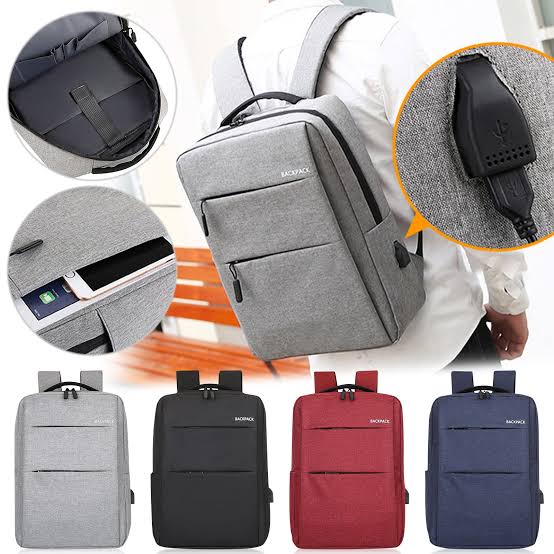 3 Pieces Business Travel Computer Daypack With USB Charging Port-Various Colours