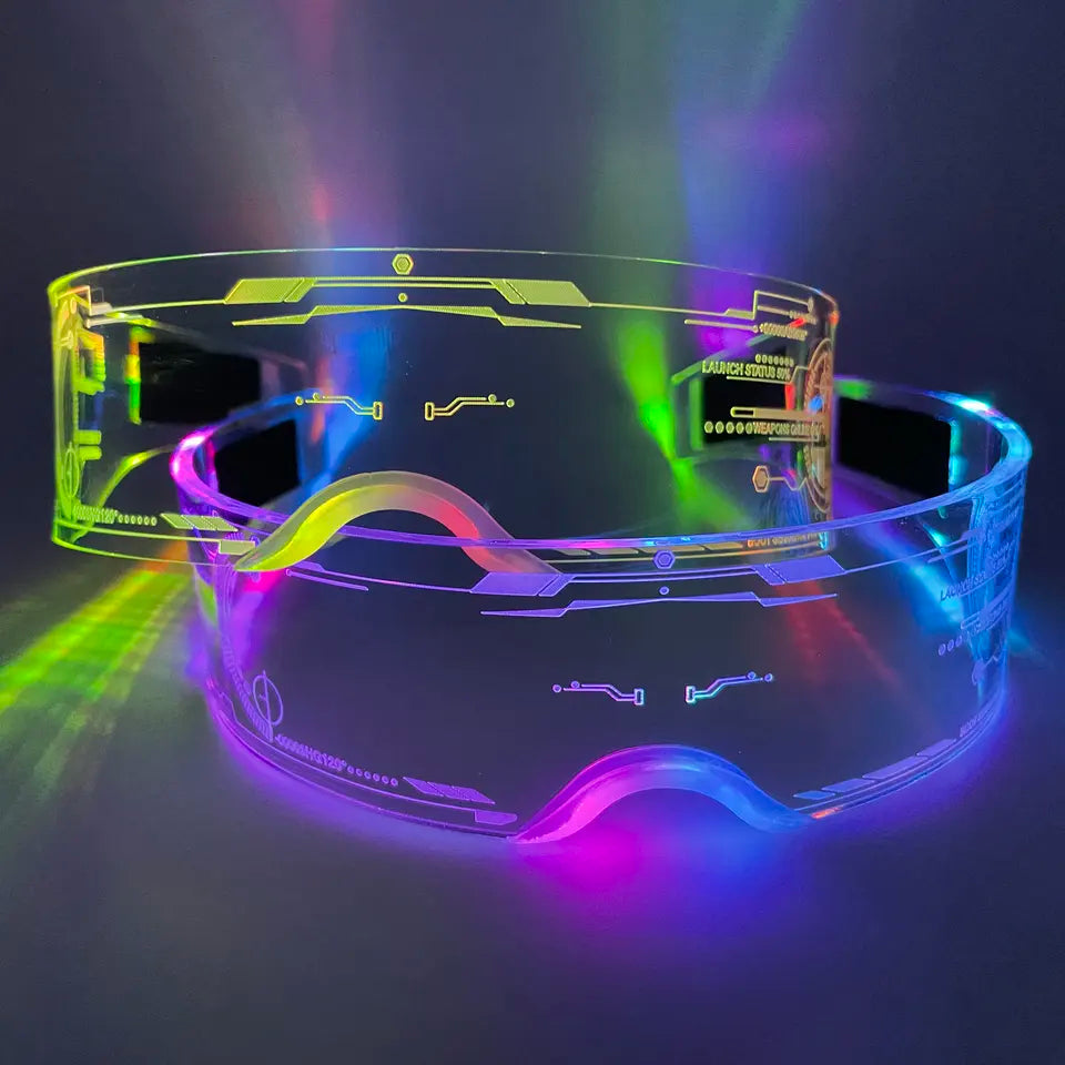 Glow in the Dark - Futuristic LED Wrap-Around Glasses - Electro Glow