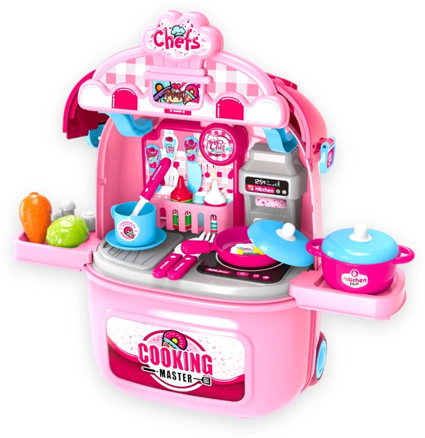 MKids Portable Kitchen Role Play Set & Suitcase Toy - Toys for Girls