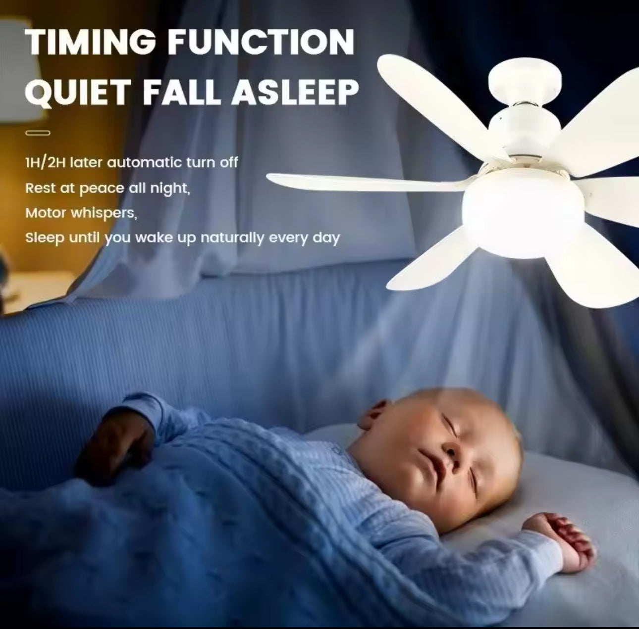 Ceiling Fans With Remote Control and Light LED Lamp Fan E27 Converter Base Smart Silent Ceiling Fan