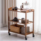 MFurn Bamboo Kitchen Trolley,3 Tier Kitchen Storage Rack Serving Trolley Island Cart with Rotating Wheels.