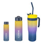 MHome 3-Piece Water Bottles with Handle & Straw in Dazzling Colours