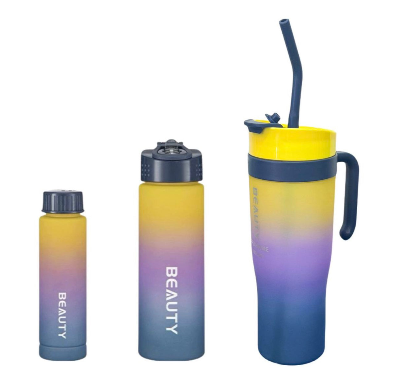 MHome 3-Piece Water Bottles with Handle & Straw in Dazzling Colours