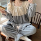 Ladies Coral Fleece Pyjamas  Autumn/Winter Thick Padded Warm Sweet Lace Suit Winter-Various Colours