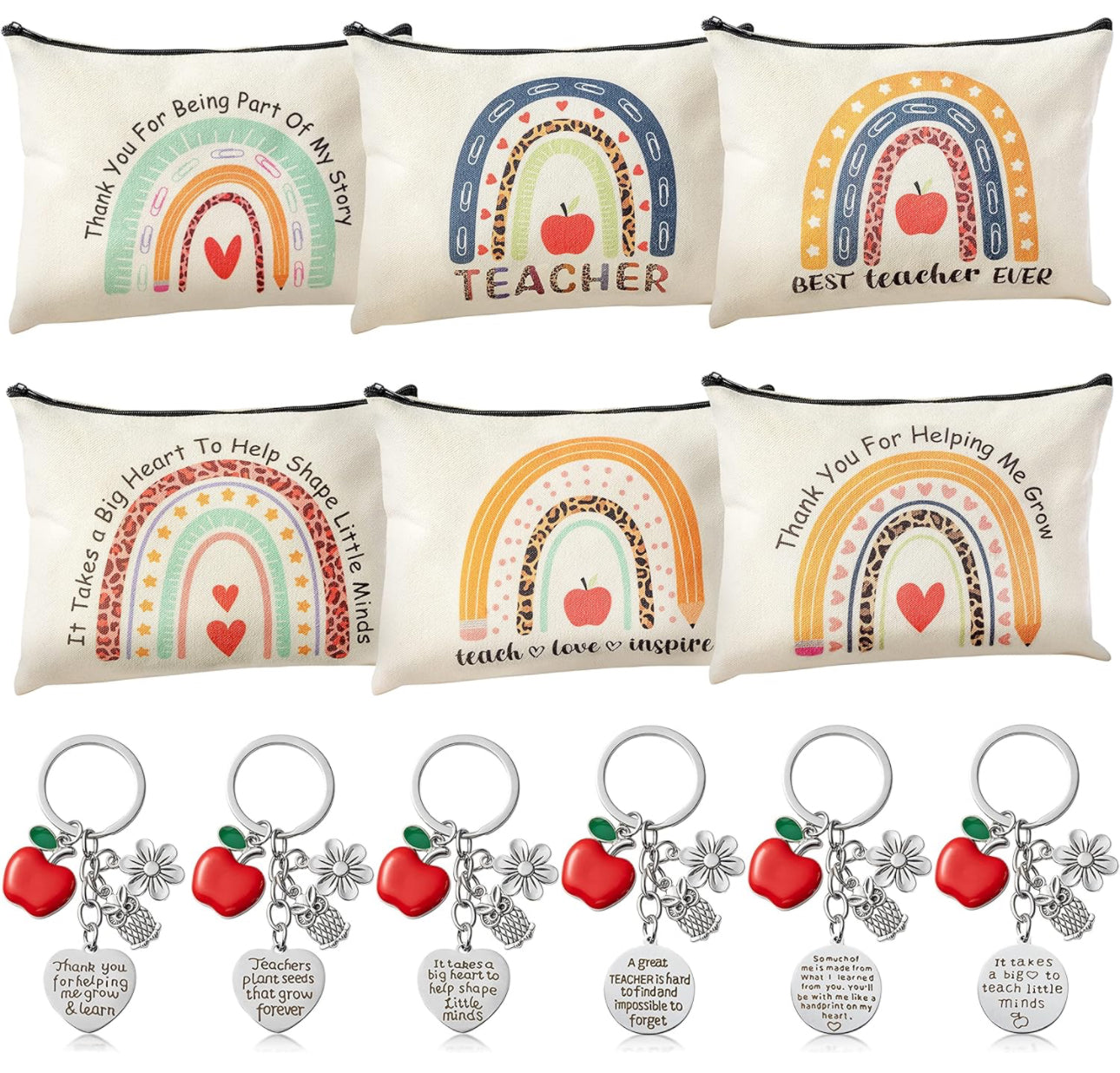 Teacher Appreciation Gifts Set,Teacher Key Chains/Key Ring Thank You Gifts for Teacher
