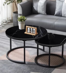MFURN Round Nesting Table Set 2pc Sintered Top-Various Colours