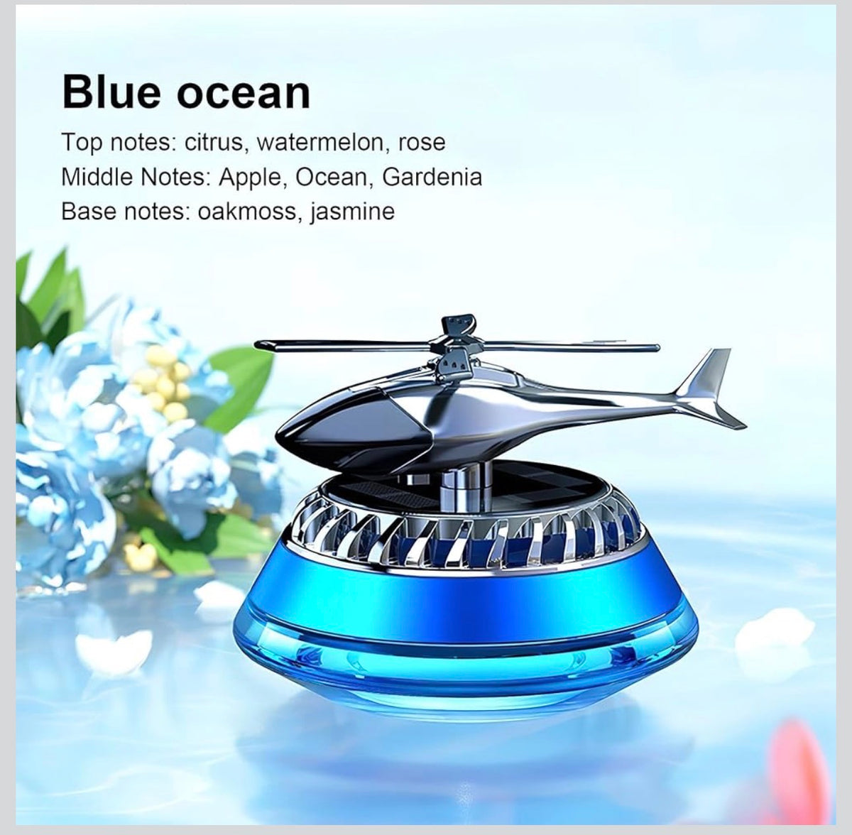 MTech Solar-Powered Perfume Rotating Helicopter Car Air Freshener, Liquid Scent Diffuser for Car Interior Dashboard Decor, Car Dashboard Accessories-Various Colours