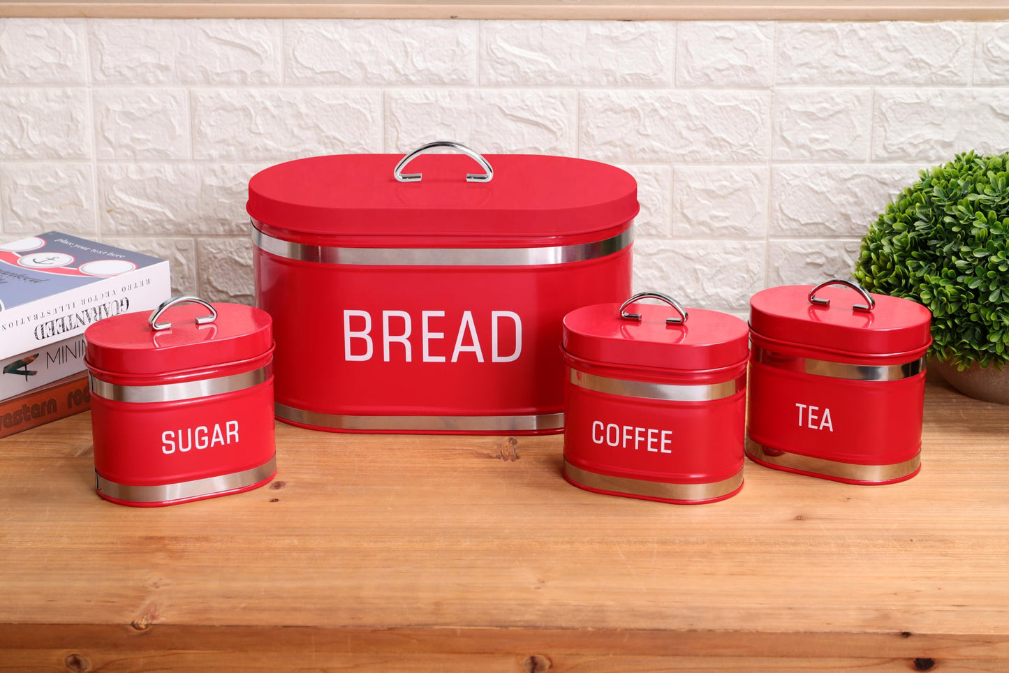 MHome 4pc Vintage-Inspired Kitchen Storage & BreadBin Set-Various Options