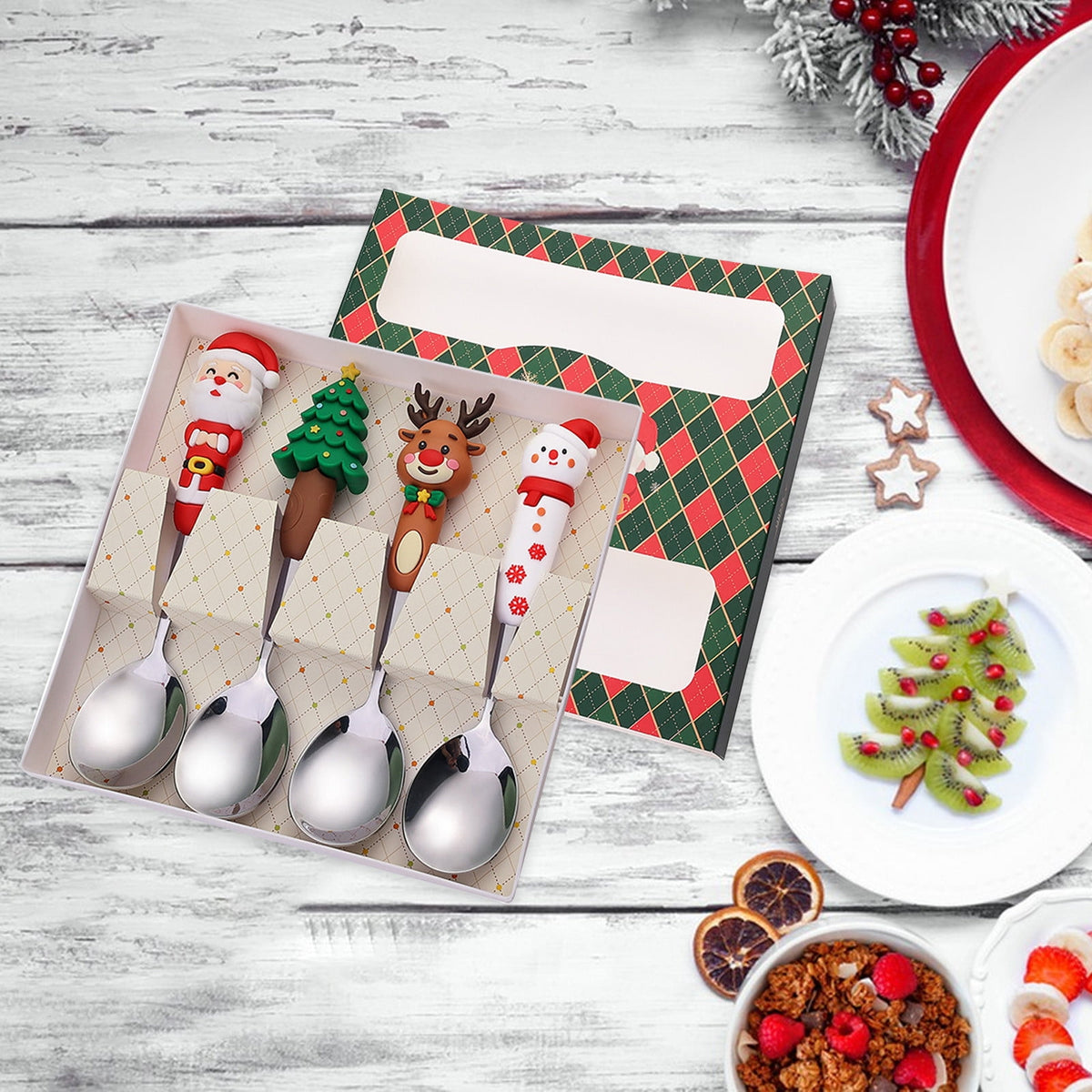 MHome Christmas Theme Cutlery Set 4pc in Gold or Silver Options