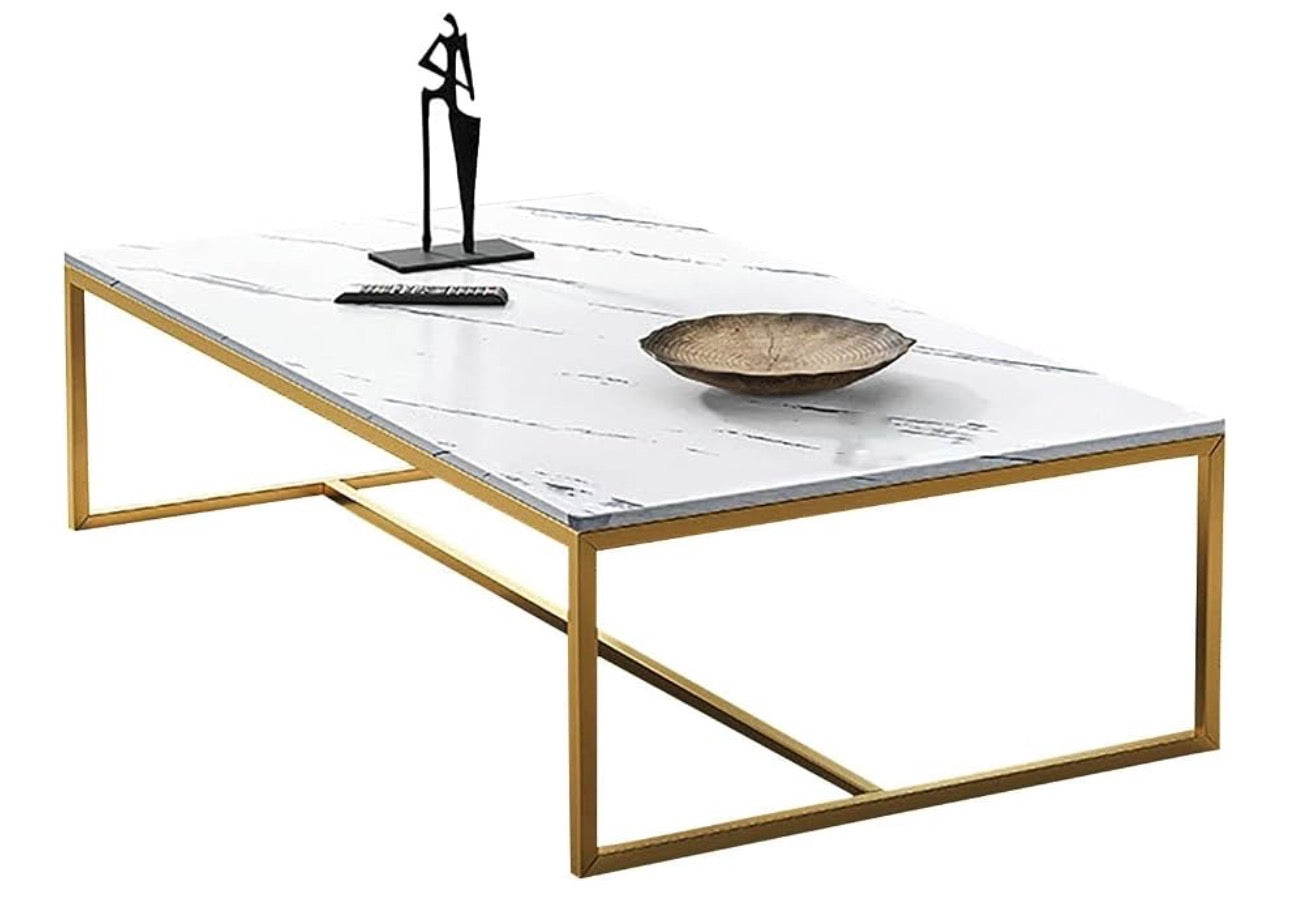 MFURN 
Modern Living Room coffe table Rectangle Coffee Table with Faux Marble Tabletop, Modern Sofa Side Table with Stainless Steel Frame for Living Room-Various Colours