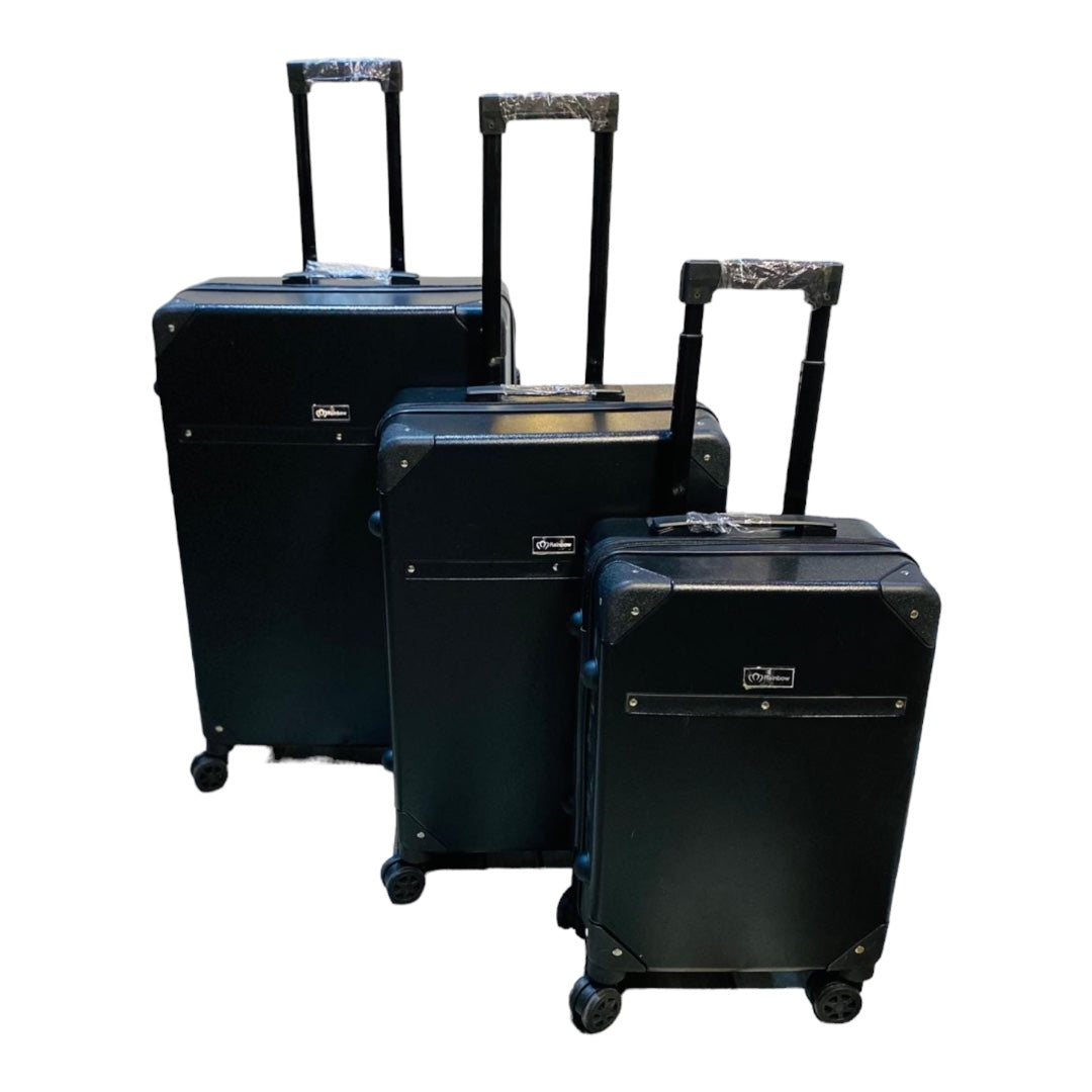 Retro Travel 3pc Trolley Case with Lock-Various Colours