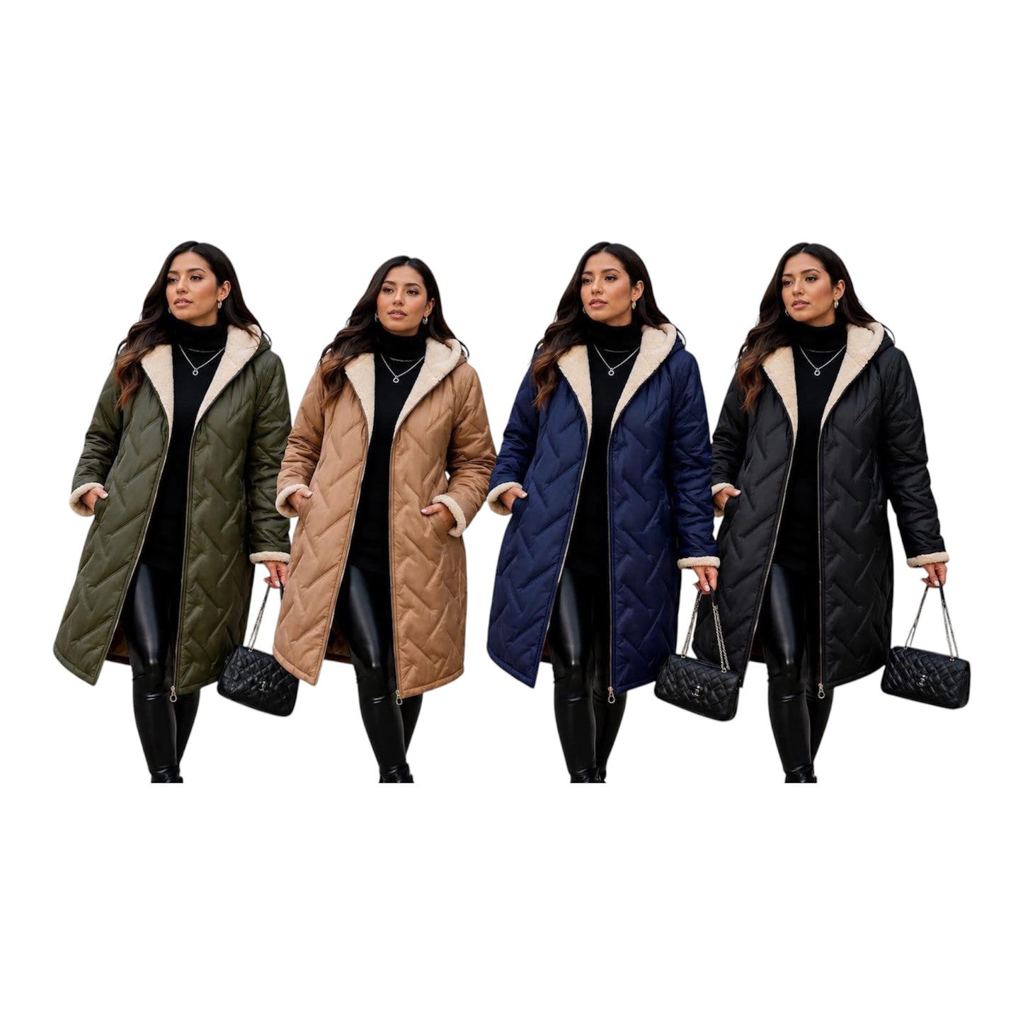 Ladies Trendy Chevron Quilted Jackets-Various Colours