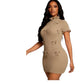 Ladies Coquette Style Ribbed Knit Mini Dress-Various Colours