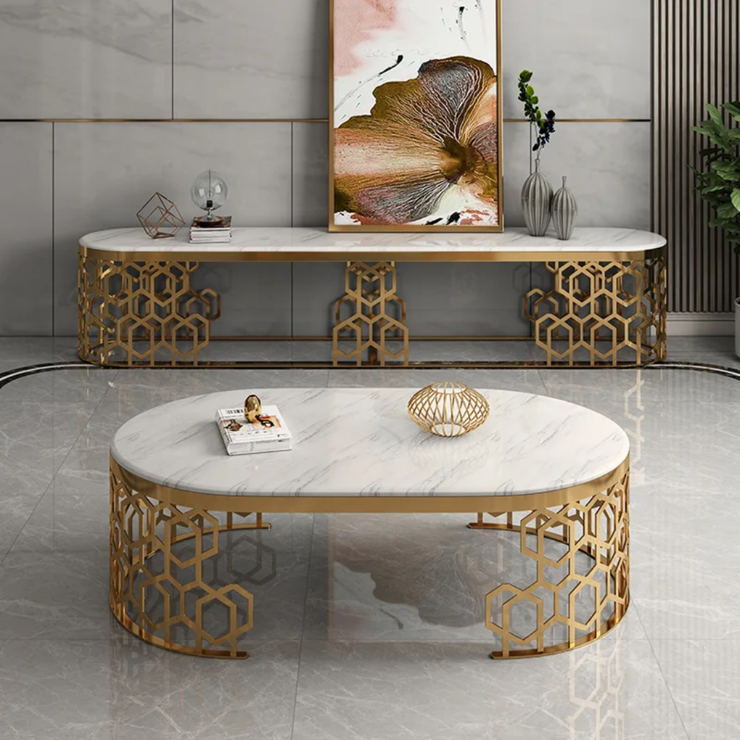 MFURN Elegant Marble Top Coffee Table