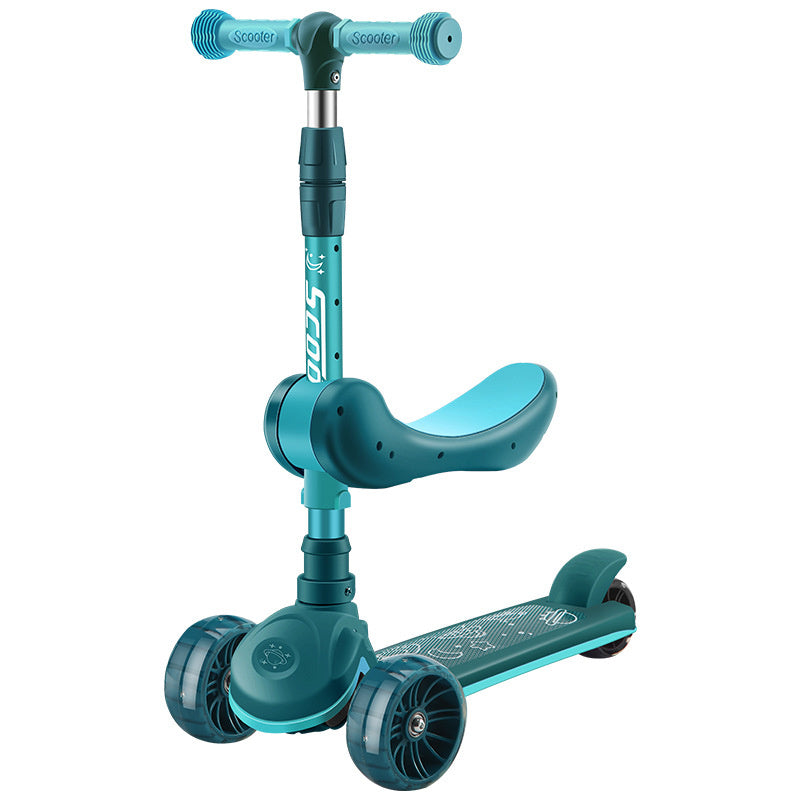 Scooters for Kids, Folding Scooters for Kids, Adjustable Height Scooter for Boys Girls, Kids Scooter with LED Lights and Built-in Music Player 2 in 1 Kick Scooter