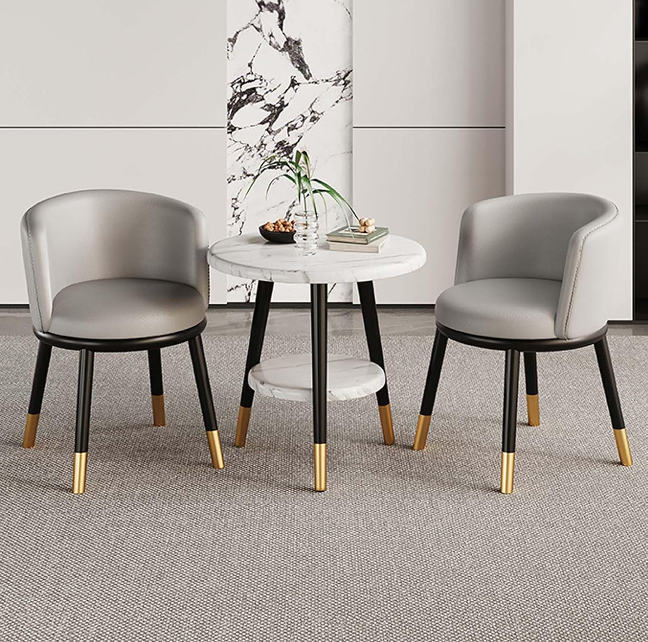 MFurn Dining Chairs Set of 2, PU Leather High Back Dining Room Kitchen Side Chair ForHome/Living Room/Bedroom/Office-Various Colours Available