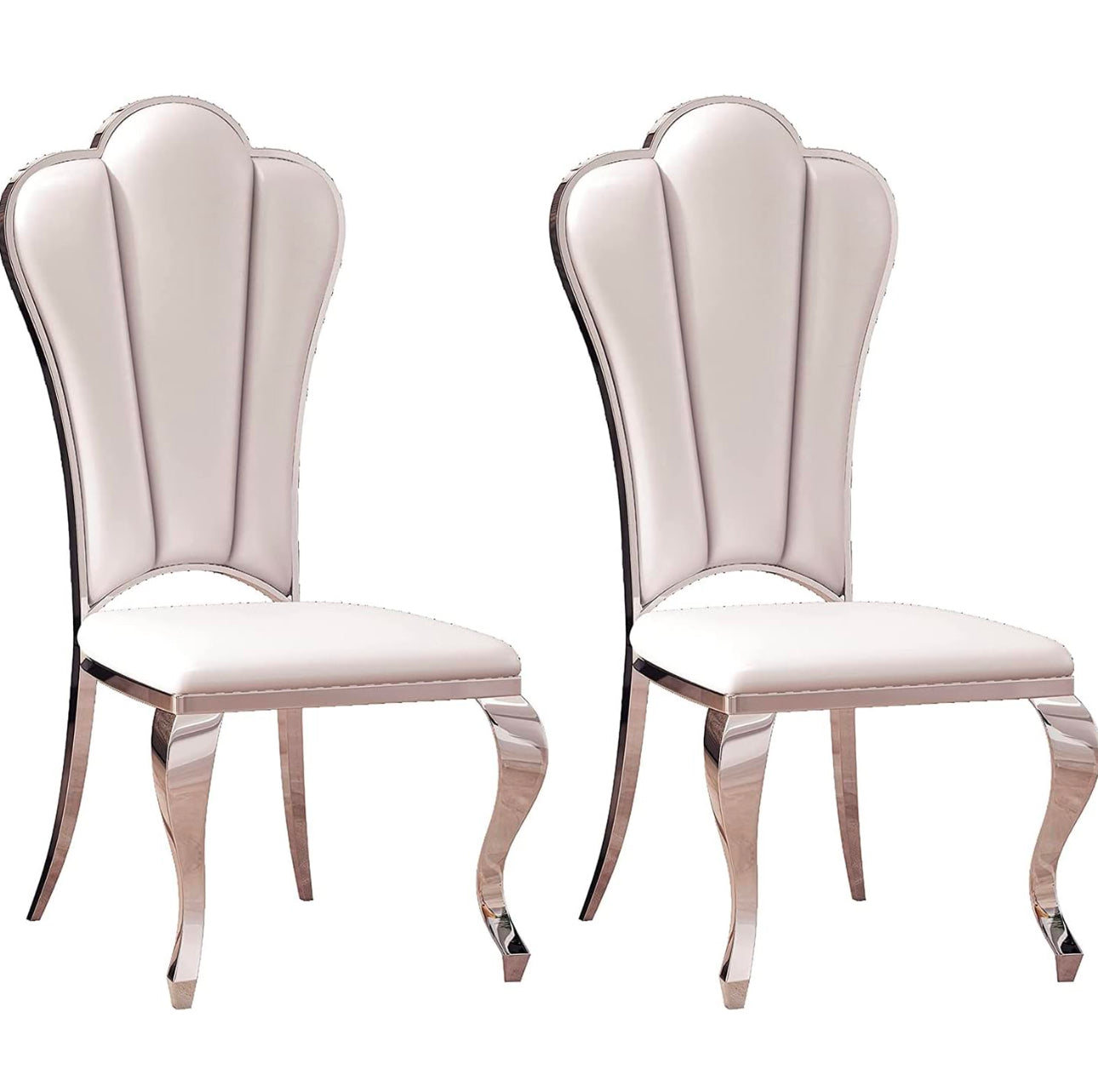 Modern Dining Chairs | Leatherette Dining Room Chairs with Stainless Steel Legs