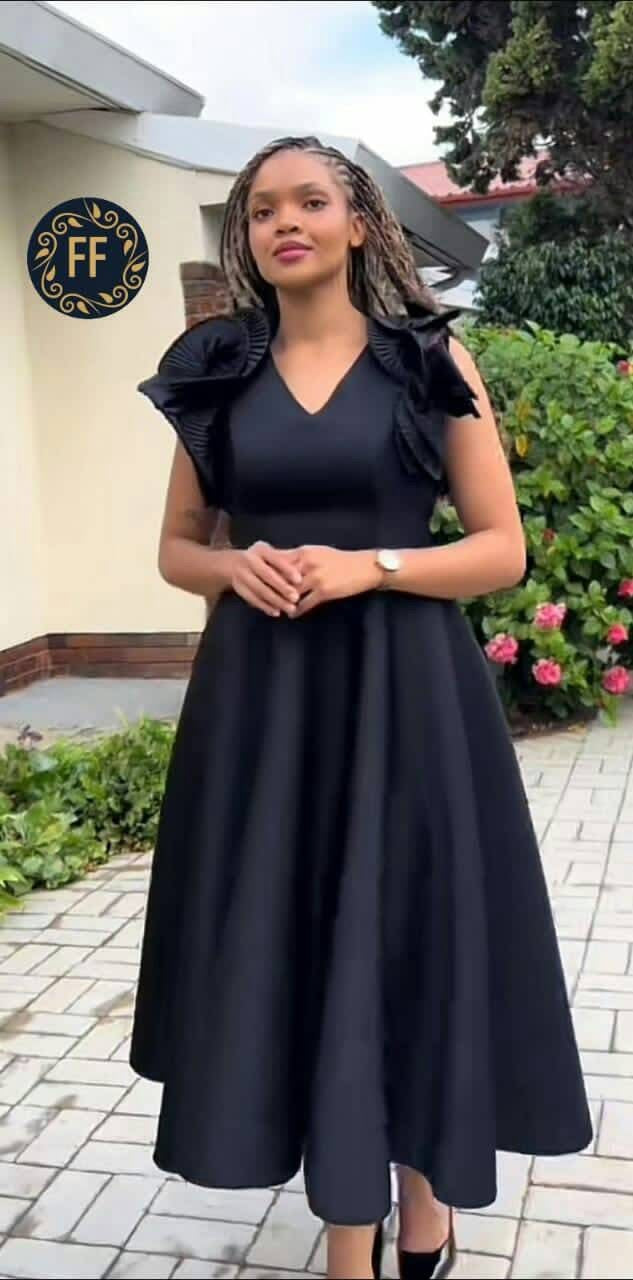 Summer New Ruffle Leaf Edge High Waist A-shaped Skirt Banquet Party Dress-Various Colours