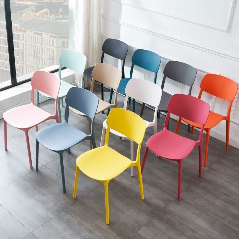 MFurn Contemporary Scandinavian Macaron Square Plastic Stackable Dining Chair Backrest For Dining Room-Various Colours