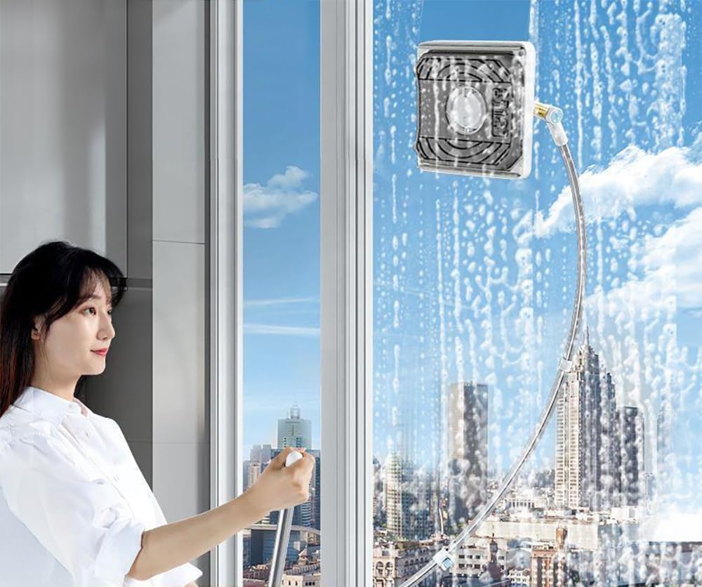 BELLHOWELL WindowCleaning Tool for Safely and Easily Cleaning Exterior Glass on Apartments and Tall Buildings,Double Sided Outside Window Cleaner Tool