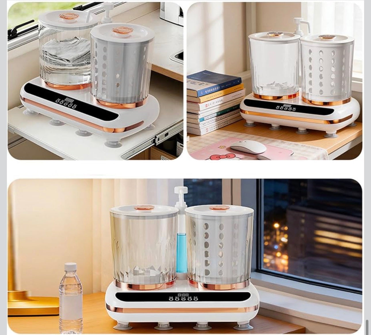 MTech Portable Washing Machine, Dual Tub Underwear Washer with Built in Drainage Pipe and Spin Dry for Travel Home Use