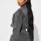 Ladies Washed Grey Denim 2pc Jacket/Jeans