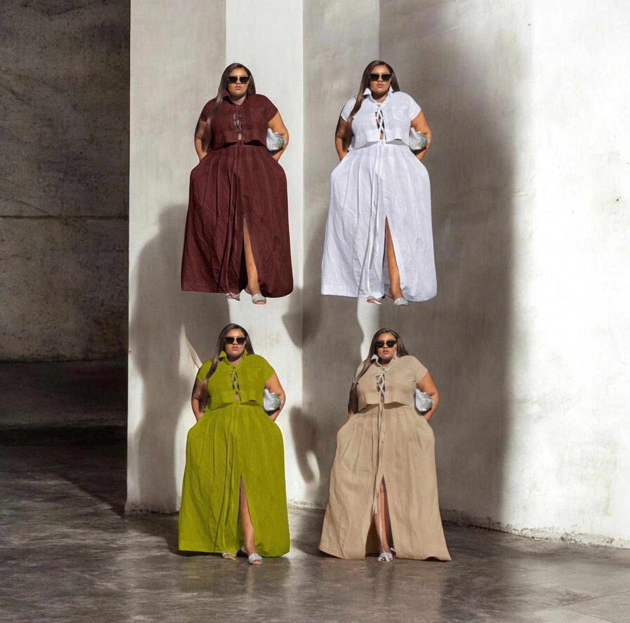 Ladies Plus-Size Summer 2pc Dress-Various Colours