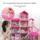 Princess Villa DIY Dollhouses Pink Castle Play With Slide Yard Kit Assembled Doll House Toy Birthday New Year Gift
