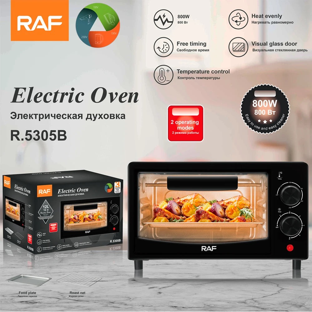 RAF R.5305B 12L Electric Countertop Oven with Timer & Temperature Control 800W