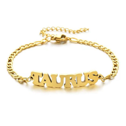 Zodiac Sign Name Bracelet 18K Gold Plated