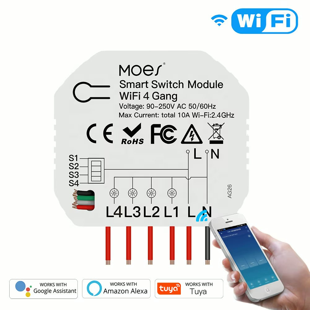 Moes Smart Switch Module 4 Gang