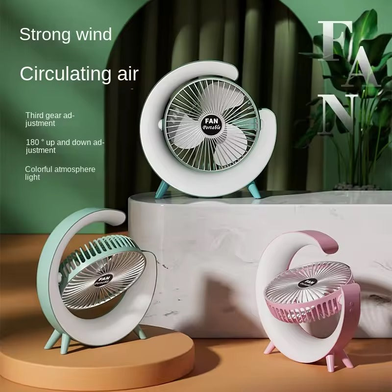 G Shaped Multi-Coloured Desk Fan USB Powered-Various Colours