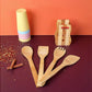 MHome 4 Pieces Pure Bamboo Wooden Solid Turner, Spatula, Slotted Spoon & Spoon Kitchen Essentials Cooking Utensils Tool Set