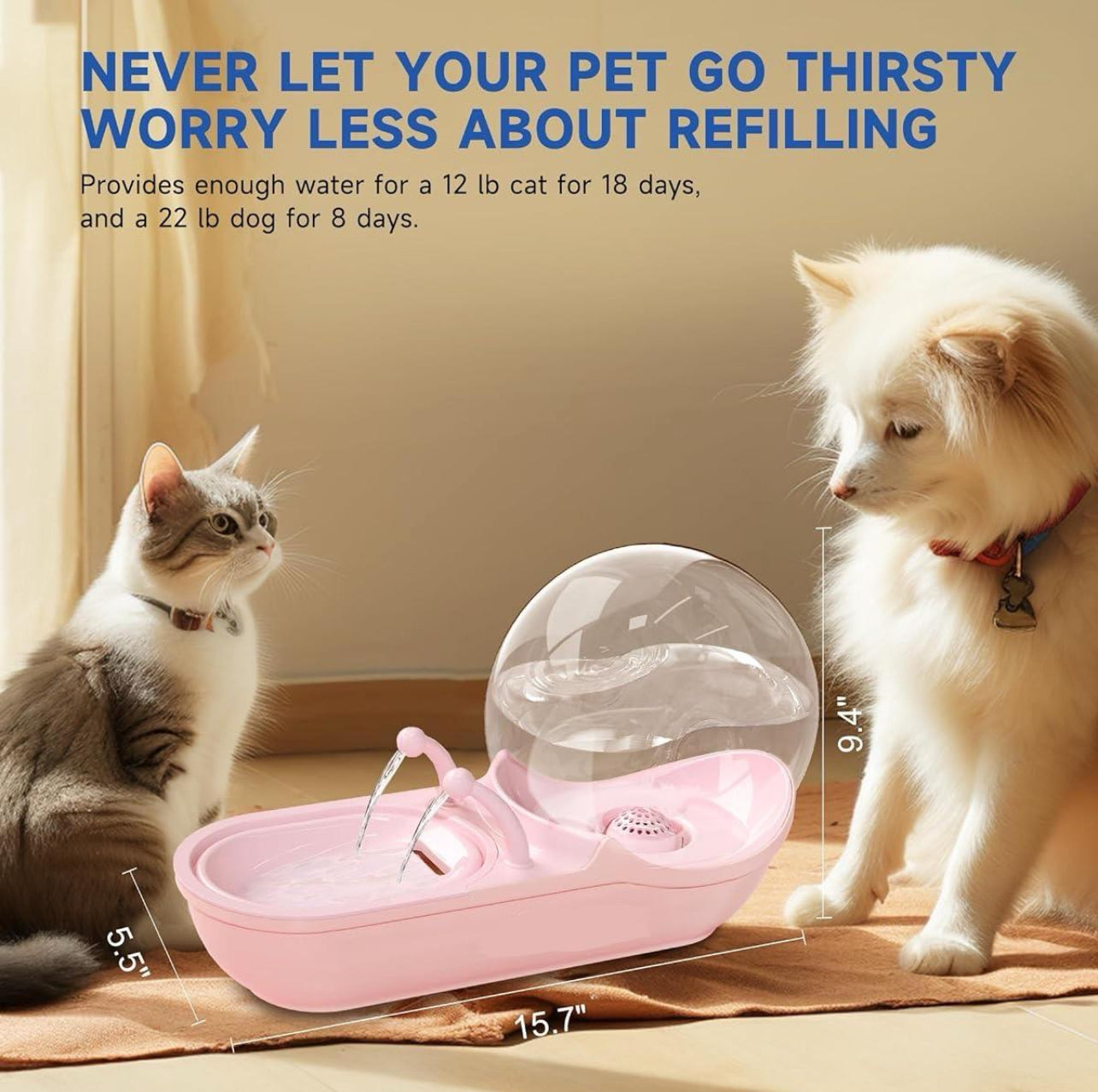 Pet Water Drinking Dispenser, Snail Shaped Ultra Quiet Automatic Circulation Pet Water Fountain For Indoor Pet