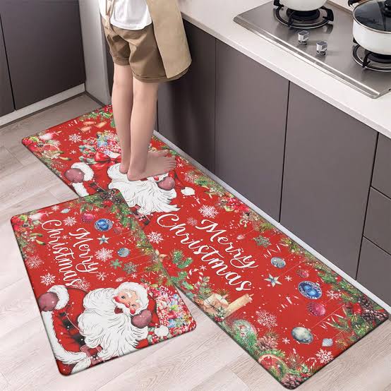 MHome Christmas Themed Floor Mat Set 2pc Various Colours