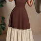 Ladies Two-Tone Ruffle-Sleeve Tiered Maxi Dress-Various Colours