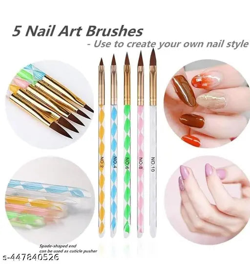 5pcs Set Nail Nail Art Dotting Tool Nail Art Supplies Nail Gel Manicure Care Tool Nail Painting Brush Kit Nail Brush Carved