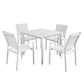 MFurn Zanele Inspired White 6pc  Outdoor Dining Set With Aluminium Frame Inc Umbrella+Base