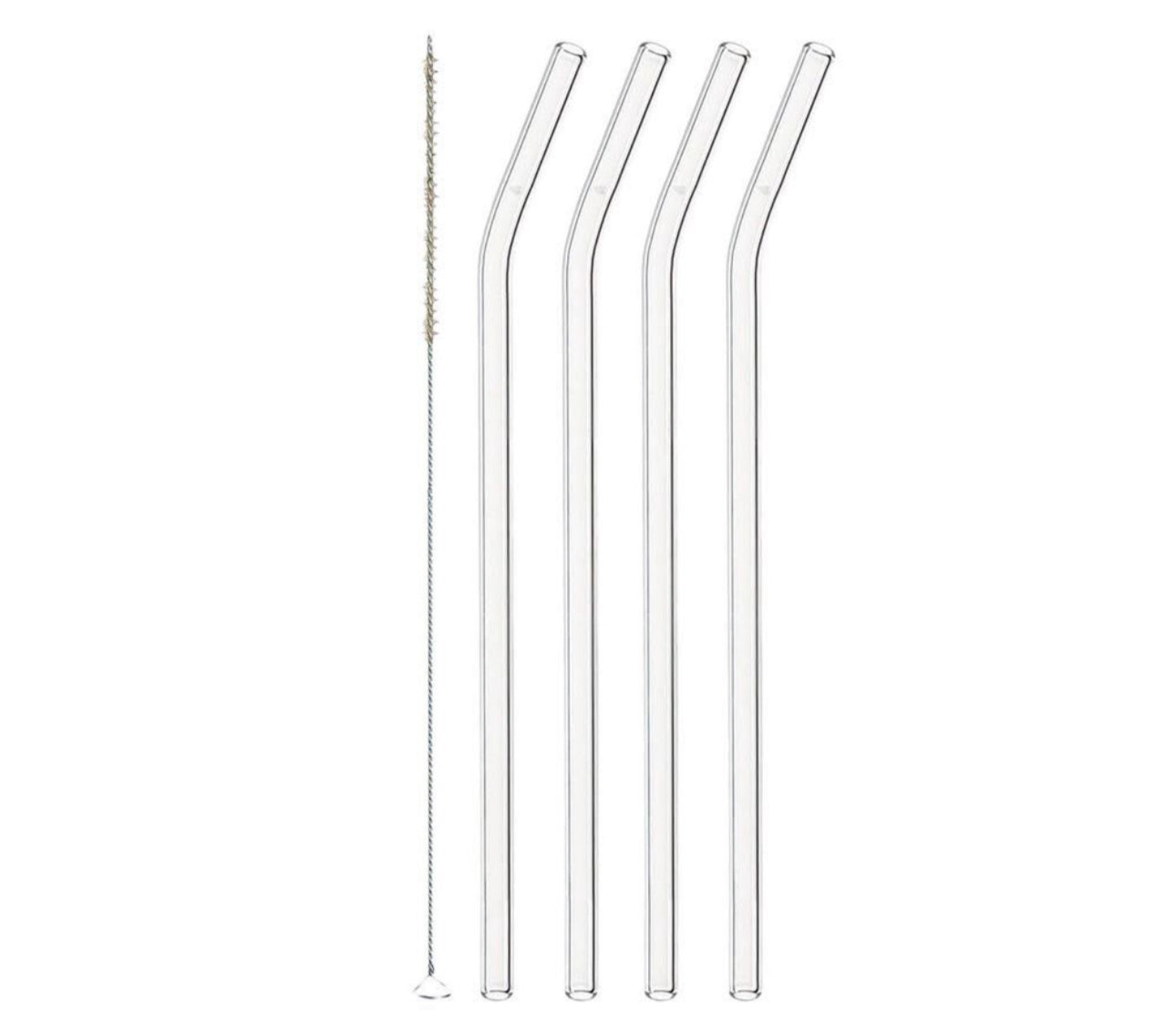 Reusable Glass Straws & Brush 5pc Set