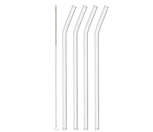 Reusable Glass Straws & Brush 5pc Set