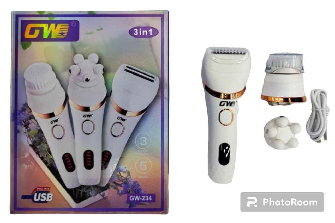 Electric Razor Set Assorted Painless Washable Portable Detachable Face Cleaner Brush Bikini Shaver Remover Shaver Massager 3:1