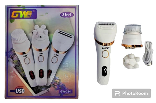 Electric Razor Set Assorted Painless Washable Portable Detachable Face Cleaner Brush Bikini Shaver Remover Shaver Massager 3:1