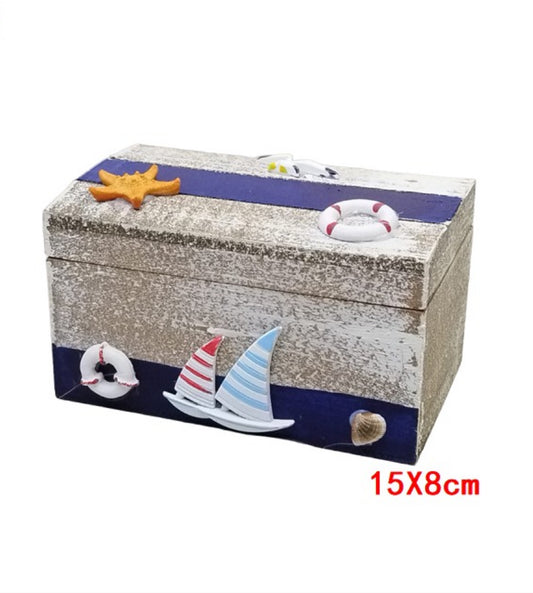 Nautical Wooden Box. BEACH. Faded Blue. Assorted Sizes