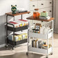 MHome 2-Tier Coffee Table Trolley – Rolling Storage Cart with Shelves, Metal Frame & Wood Finish