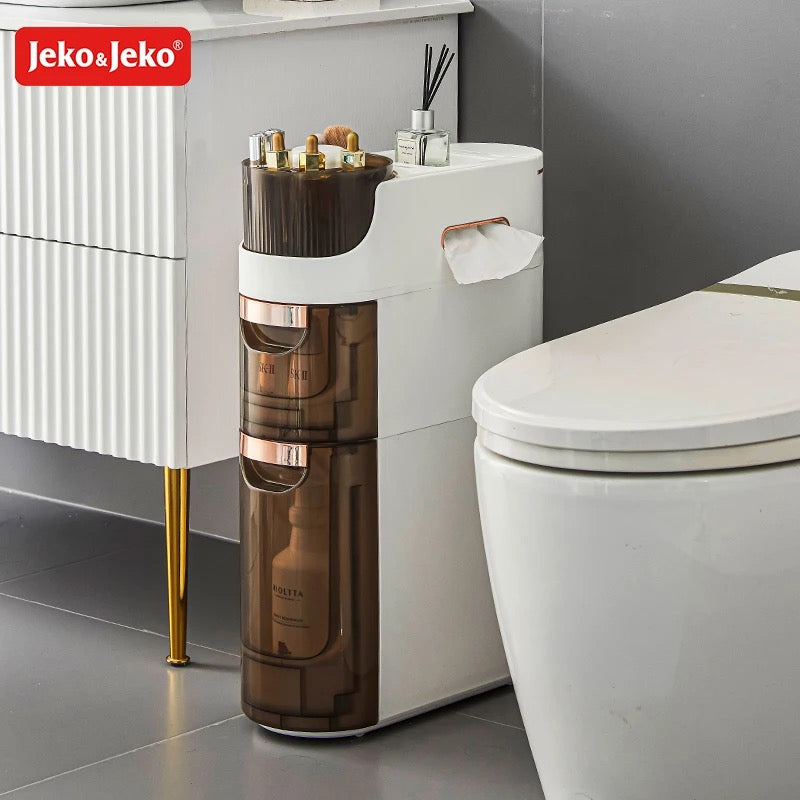 Rolling Narrow Storage Cabinet for Bedroom Kitchen Small Space, Gap Floor Cabinets with Clear Drawers Large Capacity Tower Waterproof Toilet Paper Organizer