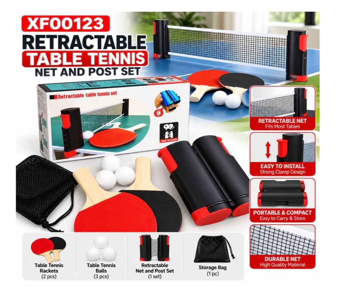 MSPORTZ Table Tennis Bats, Wooden Table Tennis Set | Portable Table Tennis Set, 2 Table Tennis Bats, 3 Ping Pong Balls & Carry Bag, for Outdoor/Indoor Daily Practice & Competitions