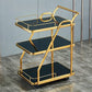 MFurn Gold Bar Carts with 3-Tier Storage Shelves, Home Bar Serving Carts.