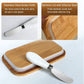 MHome Ceramic Butter Dish With Bamboo Wooden Lid & Butter Knife-Various Colours