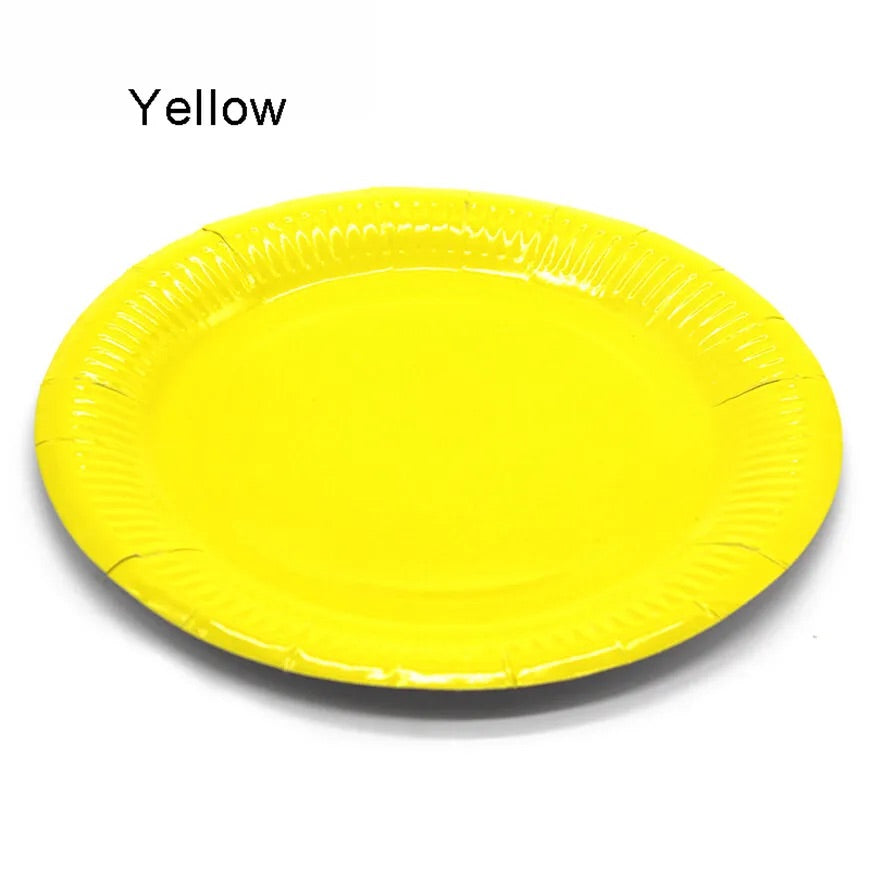 Round Paper Disc Party Plates 23cm Plain Solid Colours Tableware Events Catering